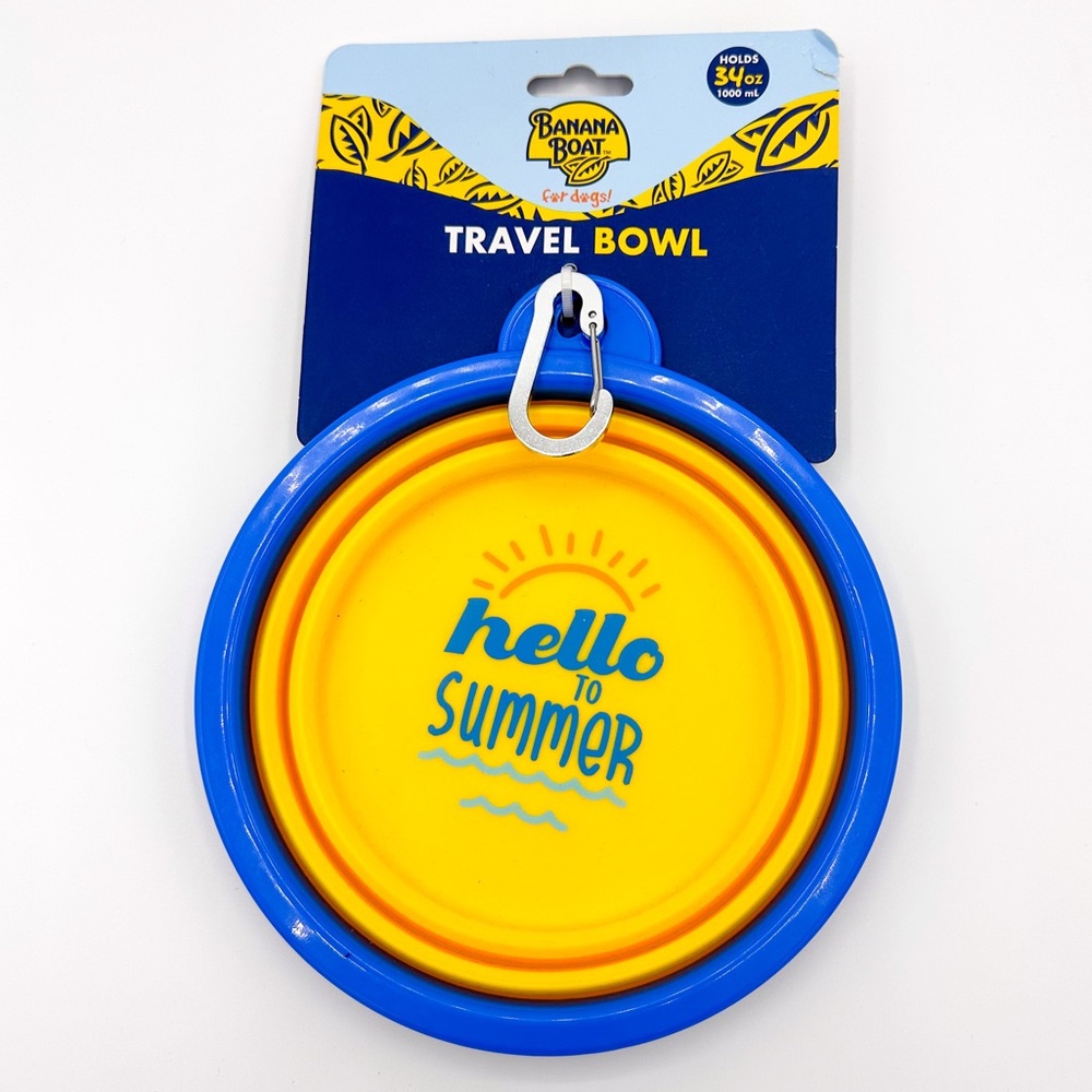 Banana Boat Hello to Summer Travel Dog Water Bowl